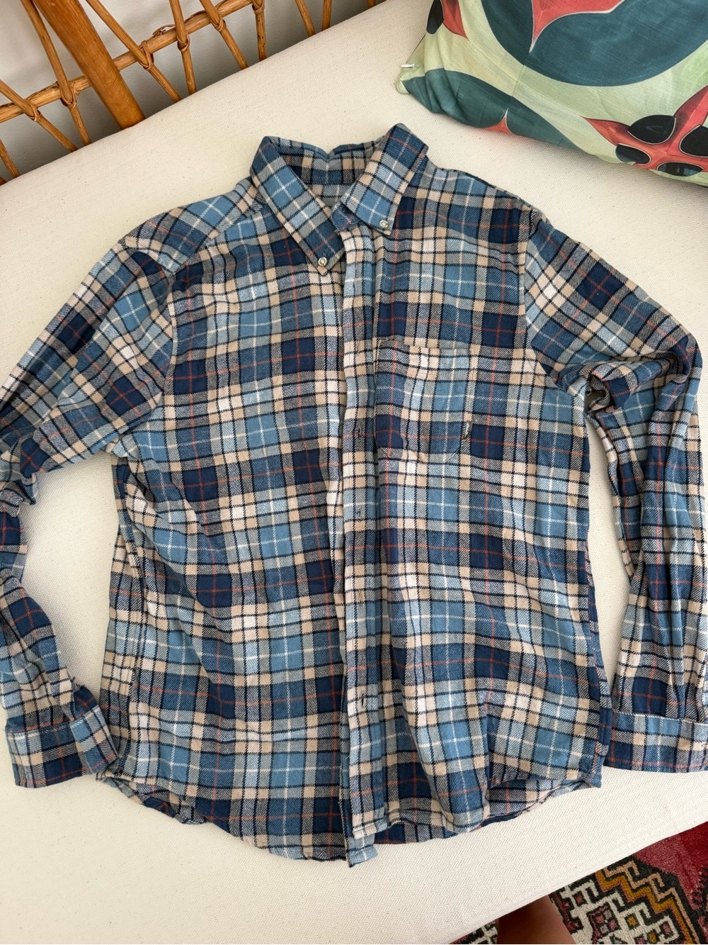 Eddie Bauer Men's Blue Plaid Button-Down Shirt